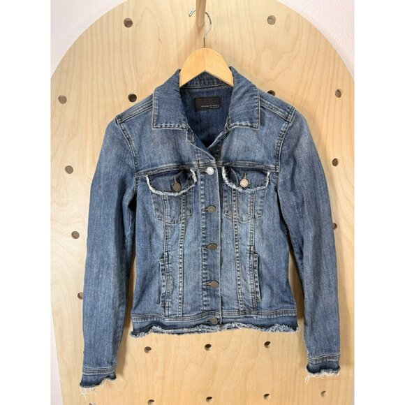 Articles Of Society Distressed Denim Jacket Size Small Raw Hem Blue Jean - Picture 2 of 15